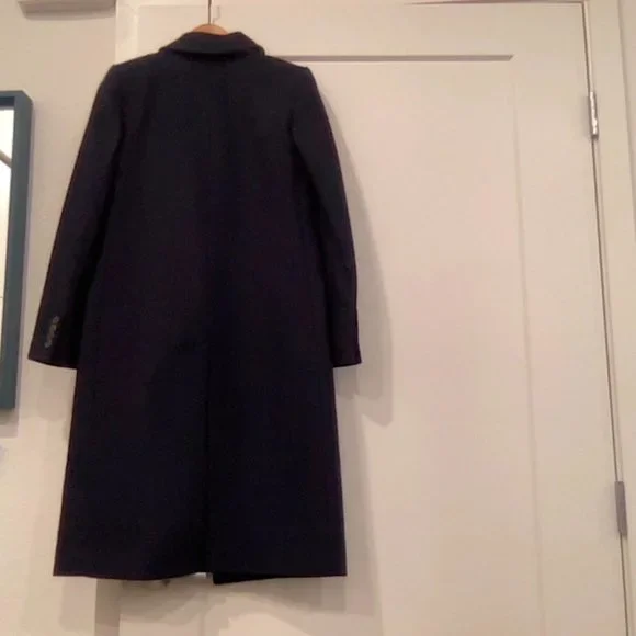 J Crew Double-Breasted Topcoat in Italian Wool-Cashmere in Navy Size 00 - Picture 3 of 3